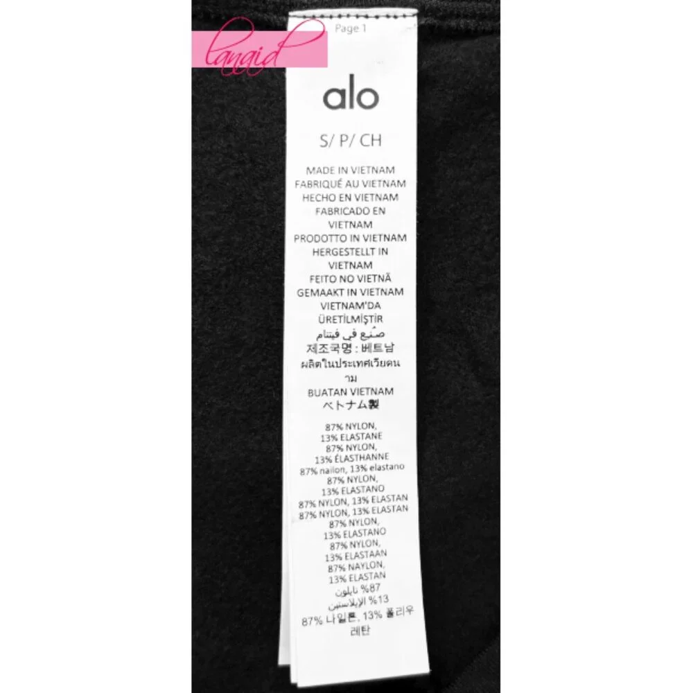 Alo Airbrush Winter Warm Nocturne Long Sleeve Black Brushed Fleece Fitted Top S
